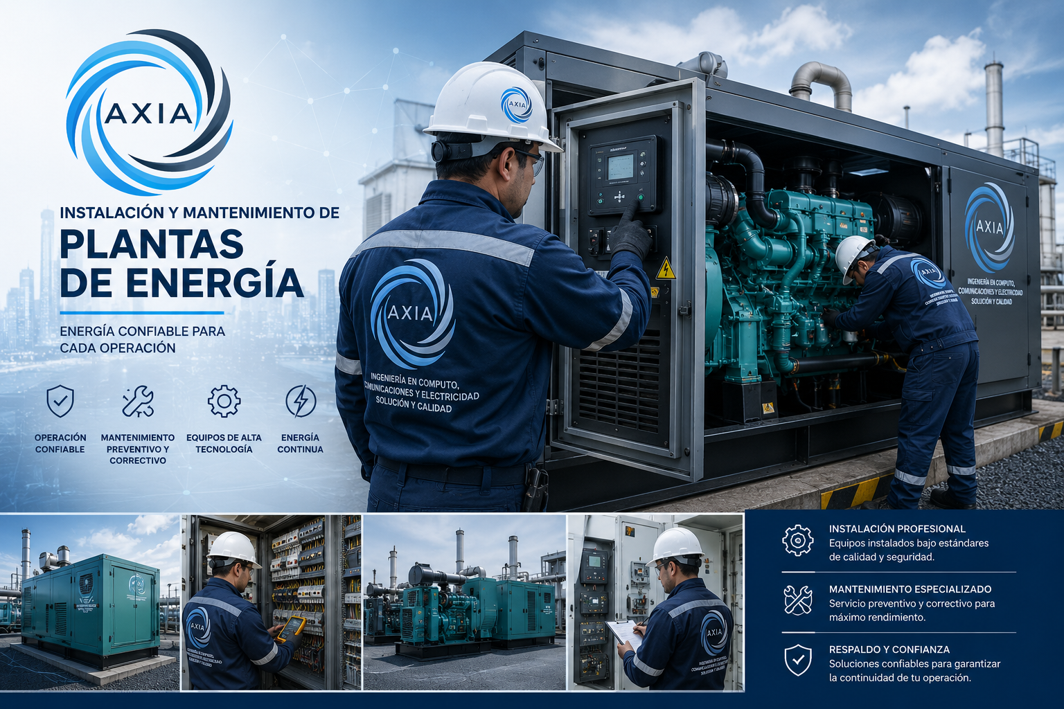 Servicio de instalación y mantenimiento de plantas de energía